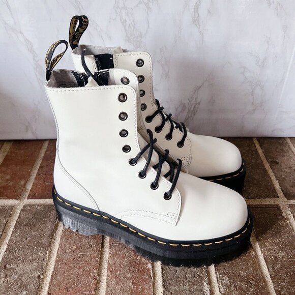 Dr. Martens Jadon 8-Eye Platform Combat Boot White Leather Womens US 8 - Picture 6 of 10